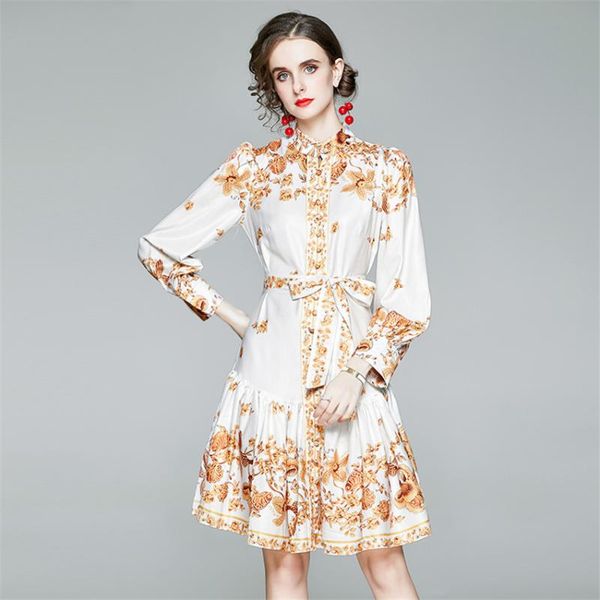 designer floral print vintage shirt dress women lantern sleeve runway dress autumn fashion holiday dresses, Black;gray
designer floral print vintage shirt dress women lantern sleeve runway dress autumn fashion holiday dresses, Black;gray