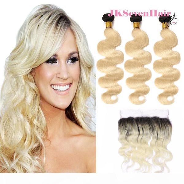 1b blonde body wave virgin brazilian peruvian hair extensions 3 bundles with lace frontal 1b-613 two tone russian european remy hair weave, Black
1b blonde body wave virgin brazilian peruvian hair extensions 3 bundles with lace frontal 1b-613 two tone russian european remy hair weave, Black