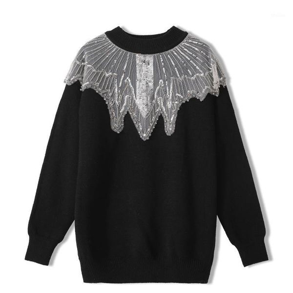 women's sweaters pullover knitted woman luxury sequin beading stitching full sleeve o-neck loose spring autumn fashion elegant jumpers1, White;black
women's sweaters pullover knitted woman luxury sequin beading stitching full sleeve o-neck loose spring autumn fashion elegant jumpers1, White;black