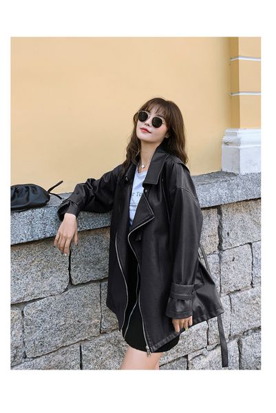 2021 new leather autumn of the new korean-style women bf wind loose locomotive lapel casual fashion put on jacket with zipper py4 spb5, Black
2021 new leather autumn of the new korean-style women bf wind loose locomotive lapel casual fashion put on jacket with zipper py4 spb5, Black