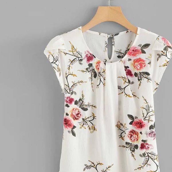 blouses for women casual round neck basic floral pleated cap short sleeve shirt women blouse ropa mujer, White
blouses for women casual round neck basic floral pleated cap short sleeve shirt women blouse ropa mujer, White