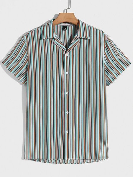 men striped print shirt h5l5#, White;black 
men striped print shirt h5l5#, White;black