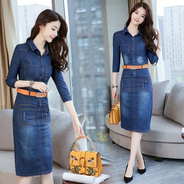 0rpja 2020 spring and autumn denim new cropped women's korean style dress dress sleeve denim mid-length pvjrw, Black;gray
0rpja 2020 spring and autumn denim new cropped women's korean style dress dress sleeve denim mid-length pvjrw, Black;gray