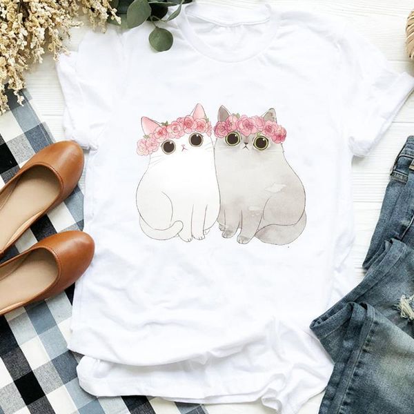 women lady cat cartoon flower floral pet animal printing fashion tshirt shirt clothes graphic female t tee womens t-shirt, White
women lady cat cartoon flower floral pet animal printing fashion tshirt shirt clothes graphic female t tee womens t-shirt, White