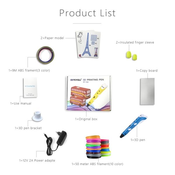 myriwell with 50m 1.75mm abs filament smart printing handles for kids birthday christmas gift 3d drawing pen y200428
myriwell with 50m 1.75mm abs filament smart printing handles for kids birthday christmas gift 3d drawing pen y200428