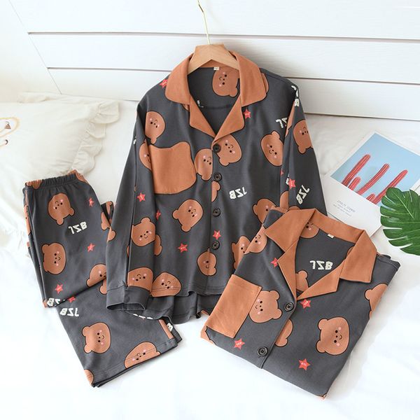 100% pure cotton spring couple pajamas sets korean simple cute bear exquisite long-sleeve pyjamas women men sleepwear, Black;brown
100% pure cotton spring couple pajamas sets korean simple cute bear exquisite long-sleeve pyjamas women men sleepwear, Black;brown