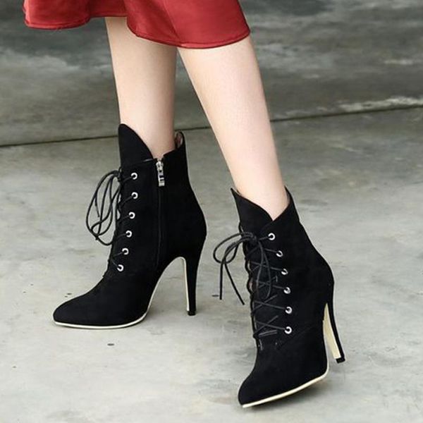 boots women winter lace up zip leopard ankle female flock sewing thin high heels pointed toe shoes plus size ladies pumps, Black
boots women winter lace up zip leopard ankle female flock sewing thin high heels pointed toe shoes plus size ladies pumps, Black