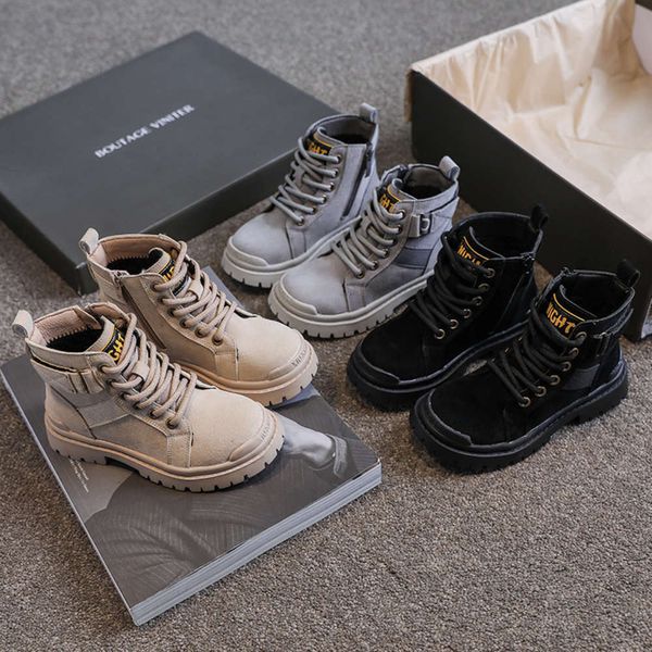 and winter 2020 autumn new side zipper leather soft sol anti slip middle martin boots children's sho, Black;red 
and winter 2020 autumn new side zipper leather soft sol anti slip middle martin boots children's sho, Black;red