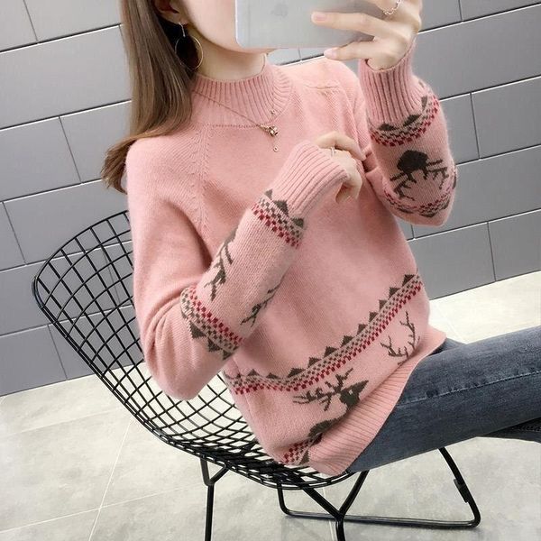 thickened sweater female 2020 autumn and winter new loose deer jacquard knitted base shirt female, White;black
thickened sweater female 2020 autumn and winter new loose deer jacquard knitted base shirt female, White;black