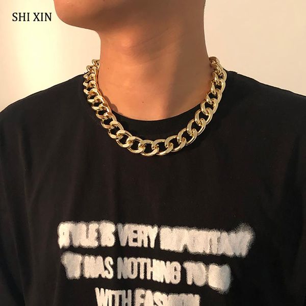 chokers shixin hip hop thick cuban link chains necklace on neck punk short chunky choker colar necklaces men/women egirl fashion collier, Golden;silver
chokers shixin hip hop thick cuban link chains necklace on neck punk short chunky choker colar necklaces men/women egirl fashion collier, Golden;silver