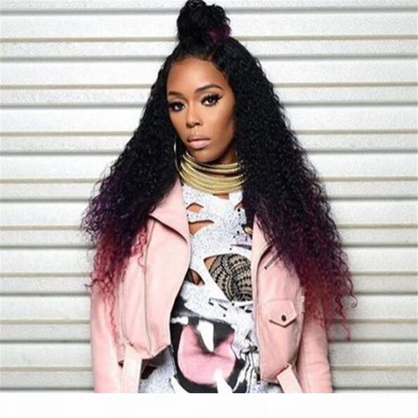 peruvian burgundy ombre human hair wig glueless hair lace front wig 1b 99j kinky curly full lace wig with baby hair, Black;brown 
peruvian burgundy ombre human hair wig glueless hair lace front wig 1b 99j kinky curly full lace wig with baby hair, Black;brown