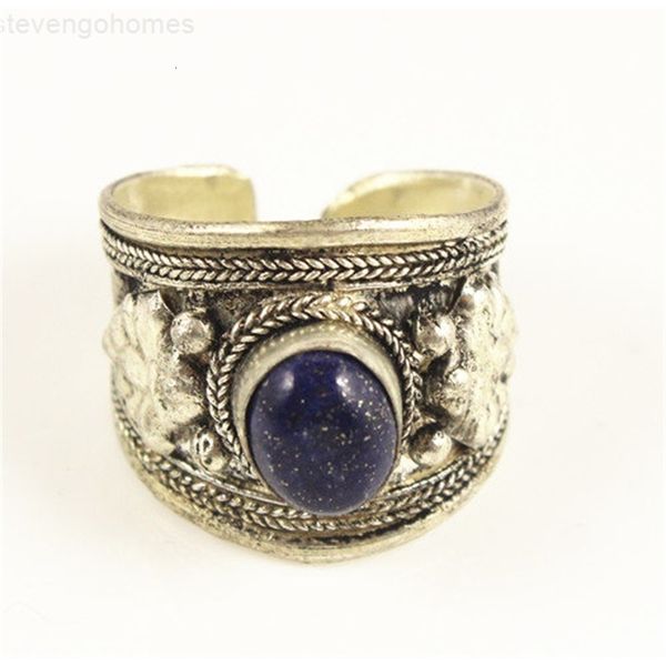 lapis lazuli adjustable size 8-9 blue, Golden;silver