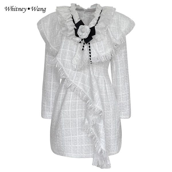 whitney wang 2021 autumn winter fashion elegant florals bow ruffles tweed dress women party wear, Black;gray
whitney wang 2021 autumn winter fashion elegant florals bow ruffles tweed dress women party wear, Black;gray