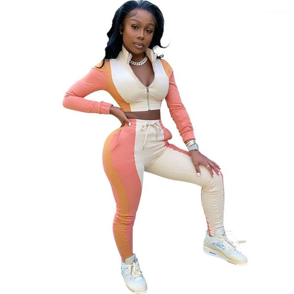 long sleeve zipper coats slim pencil pants famale 2pcs clothing suit women panelled two piece pants colorful, White
long sleeve zipper coats slim pencil pants famale 2pcs clothing suit women panelled two piece pants colorful, White