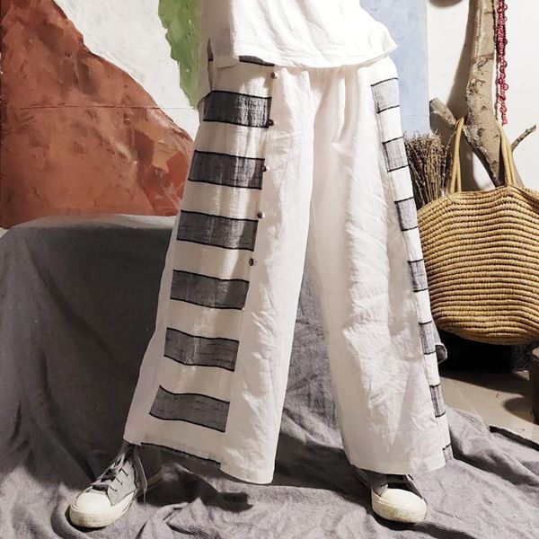 women summer autumn cotton linen elastic waist wide leg pants ladies vintage vintage wide leg trousers female 2020 pants1, Black;white
women summer autumn cotton linen elastic waist wide leg pants ladies vintage vintage wide leg trousers female 2020 pants1, Black;white