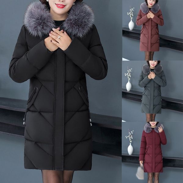fashion women down coats plus size middle-aged fur collar hooded long sleeve thick winter warm parka female jacket coat outwear 201019, Black
fashion women down coats plus size middle-aged fur collar hooded long sleeve thick winter warm parka female jacket coat outwear 201019, Black
