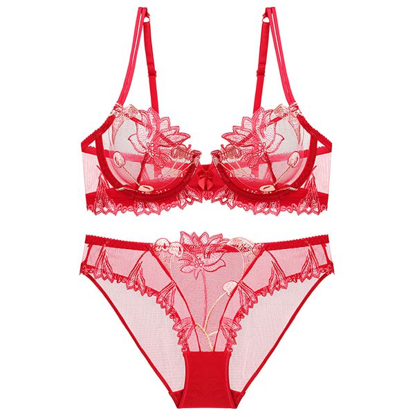women brassiere panties female underwear intimates bras lace bra briefs set transparent bralette ultra thin lingerie, Red;black
women brassiere panties female underwear intimates bras lace bra briefs set transparent bralette ultra thin lingerie, Red;black