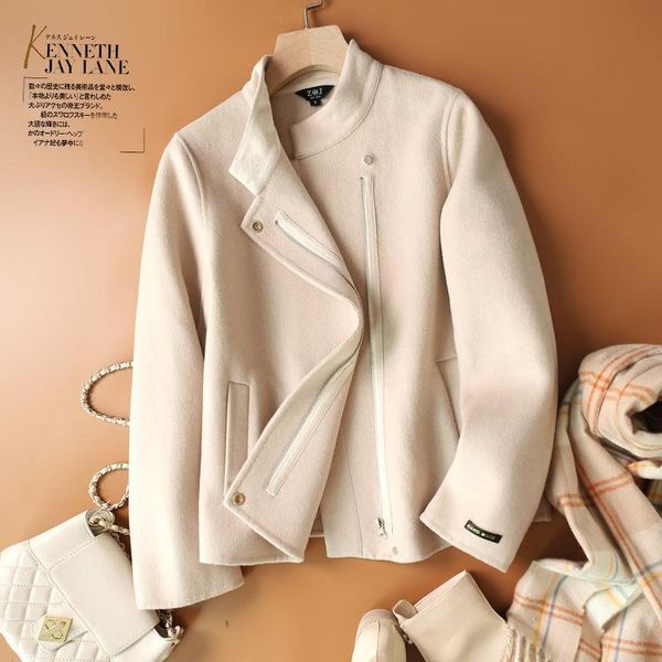 women's wool & blends handmade double-sided woolen motorcycle coat clothing 2021 autumn and winter, Black
women's wool & blends handmade double-sided woolen motorcycle coat clothing 2021 autumn and winter, Black