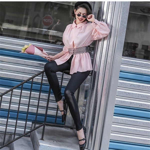 2021 new le palais autumn striped pink from vintage lantern elastic belt shirts shape women h90k, White
2021 new le palais autumn striped pink from vintage lantern elastic belt shirts shape women h90k, White