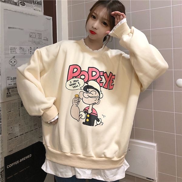 super fire cec women's ins trendy coat sweater sweater loose korean bf languid plush thickened fake two coats fktgs, Black
super fire cec women's ins trendy coat sweater sweater loose korean bf languid plush thickened fake two coats fktgs, Black