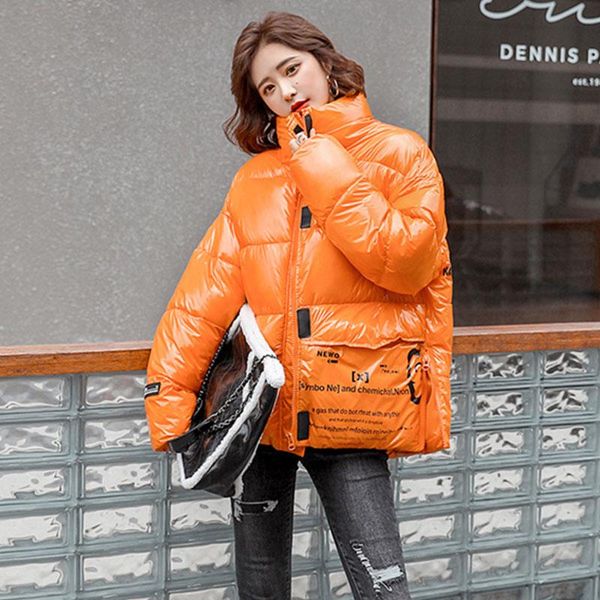 glossy print jacket female short loose down cotton coats 2021 winter new fashion street stand collar warm outerwear women parka, Black
glossy print jacket female short loose down cotton coats 2021 winter new fashion street stand collar warm outerwear women parka, Black