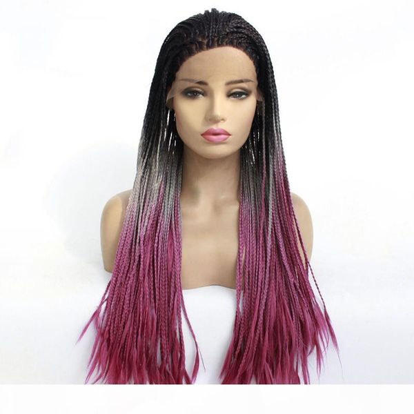 ombre 3 tone synthetic box braided lace front wig glueless long braided lace wig natural hair line half hand tied, Black
ombre 3 tone synthetic box braided lace front wig glueless long braided lace wig natural hair line half hand tied, Black