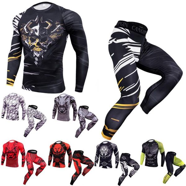 jogging suits sportswear rashgard men sports compression pants gym clothing running shirt fitness leggings tight joggers suit, Black;blue
jogging suits sportswear rashgard men sports compression pants gym clothing running shirt fitness leggings tight joggers suit, Black;blue