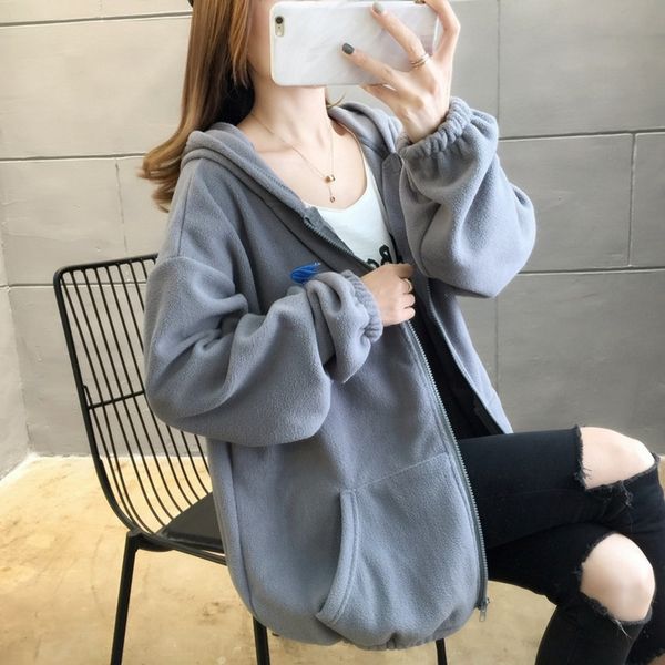 large size sweater women's 2020 wool coat wool autumn and winter korean style zipper cardigan hooded coat polar fleece lamb plush cardi, Black
large size sweater women's 2020 wool coat wool autumn and winter korean style zipper cardigan hooded coat polar fleece lamb plush cardi, Black