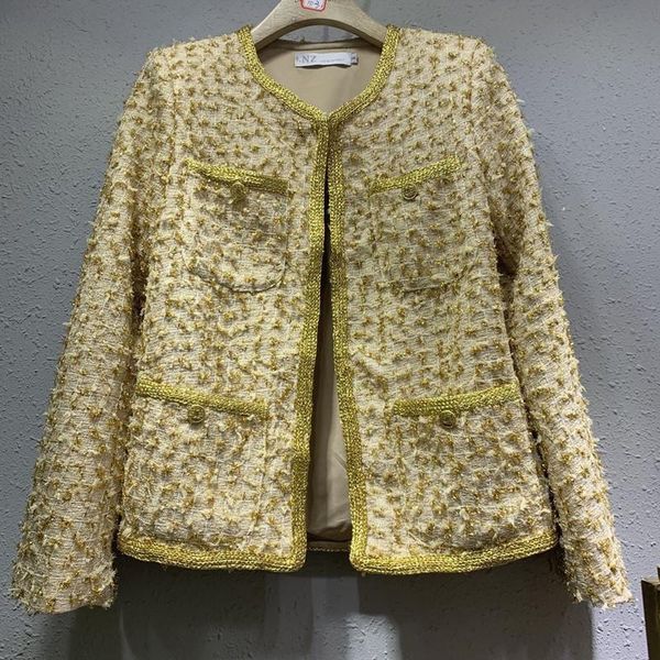 women's jackets gold wire weaving vintage small fragrance coat women o-neck short tweed woolen jacket, Black;brown
women's jackets gold wire weaving vintage small fragrance coat women o-neck short tweed woolen jacket, Black;brown