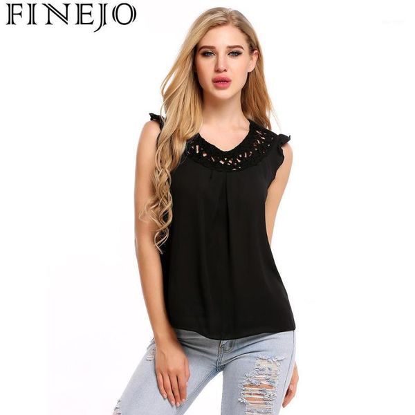 finejo sleeveless o-neck braided women's casual chiffon blouse 1, White
finejo sleeveless o-neck braided women's casual chiffon blouse 1, White