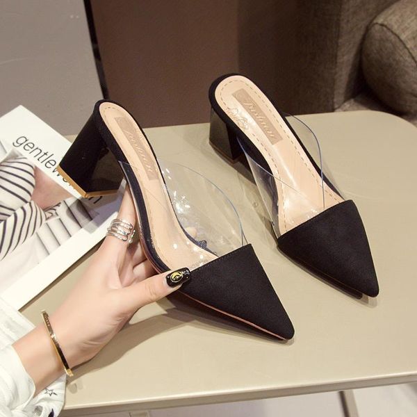 pointed toe suede square heel high heels muller slippers womens 2020 summer shoes womens fashion patchwork shallow ladies shoes, Black
pointed toe suede square heel high heels muller slippers womens 2020 summer shoes womens fashion patchwork shallow ladies shoes, Black