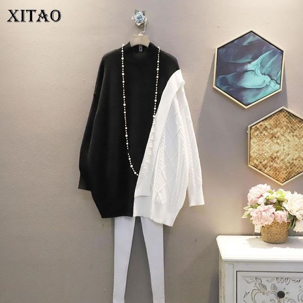 xitao patchwork hit color casual dress women tide fashion new korean style turtleneck collar long sleeve pullover loose zy3406, White;black
xitao patchwork hit color casual dress women tide fashion new korean style turtleneck collar long sleeve pullover loose zy3406, White;black