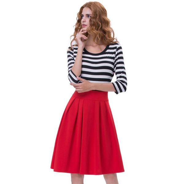 belle poque women autumn 1950s 60s retro rockabilly a-line robe vintage stripe pattern 3/4 sleeve crew neck pleated swing dress, Black;gray
belle poque women autumn 1950s 60s retro rockabilly a-line robe vintage stripe pattern 3/4 sleeve crew neck pleated swing dress, Black;gray