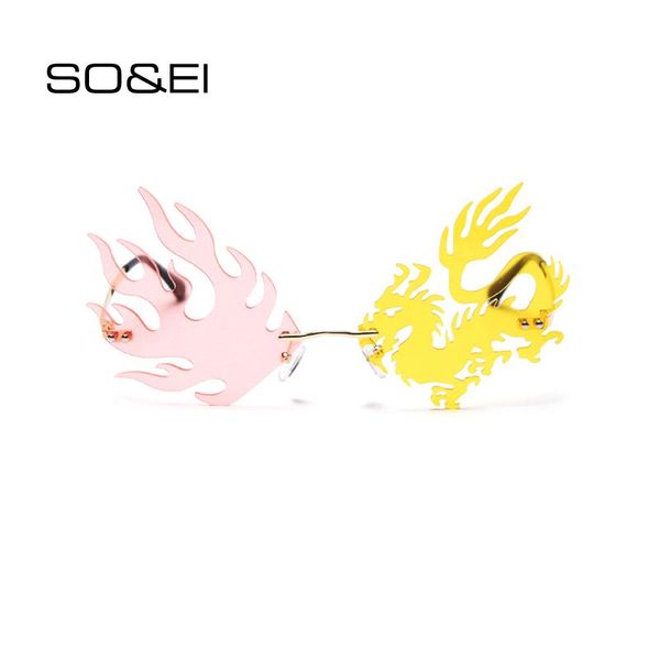 so&ei fashion unique phoenix shape sunglasses women vintage rimless eyewear clear ocean lens sun glasses men shades uv400, White;black
so&ei fashion unique phoenix shape sunglasses women vintage rimless eyewear clear ocean lens sun glasses men shades uv400, White;black