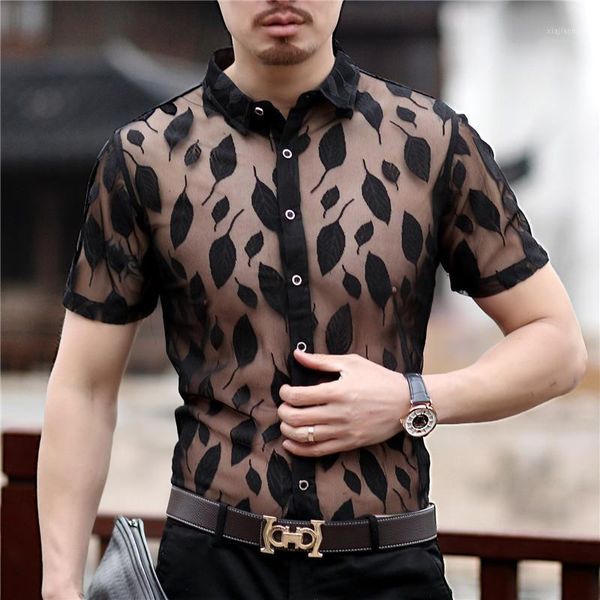 leaf print mesh shirt for men summer short sleeve see through transparent shirt men mesh club party camisa social masculina1, White;black
leaf print mesh shirt for men summer short sleeve see through transparent shirt men mesh club party camisa social masculina1, White;black