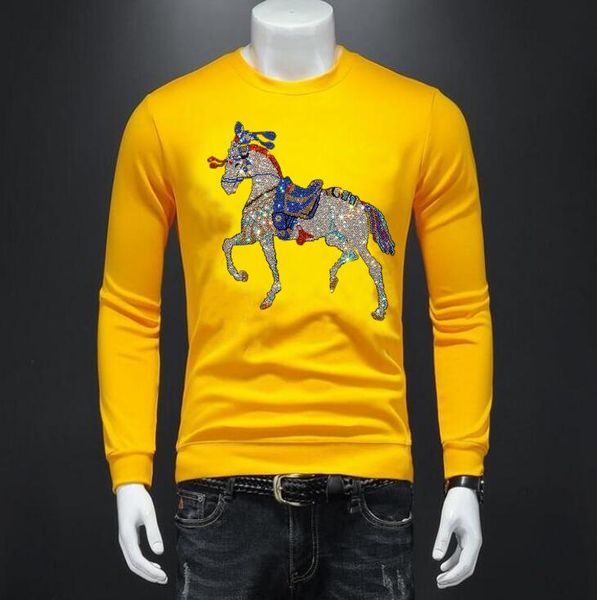 casual drill designer sweatshirts man hoodies long sleeve rhinestones horse pattern slim c45, Black
casual drill designer sweatshirts man hoodies long sleeve rhinestones horse pattern slim c45, Black