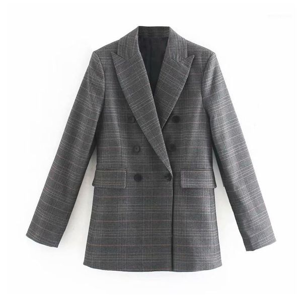 women elegant plaid suit blazer double-breasted pocket design long sleeve blazers coat female outwear 1, White;black
women elegant plaid suit blazer double-breasted pocket design long sleeve blazers coat female outwear 1, White;black