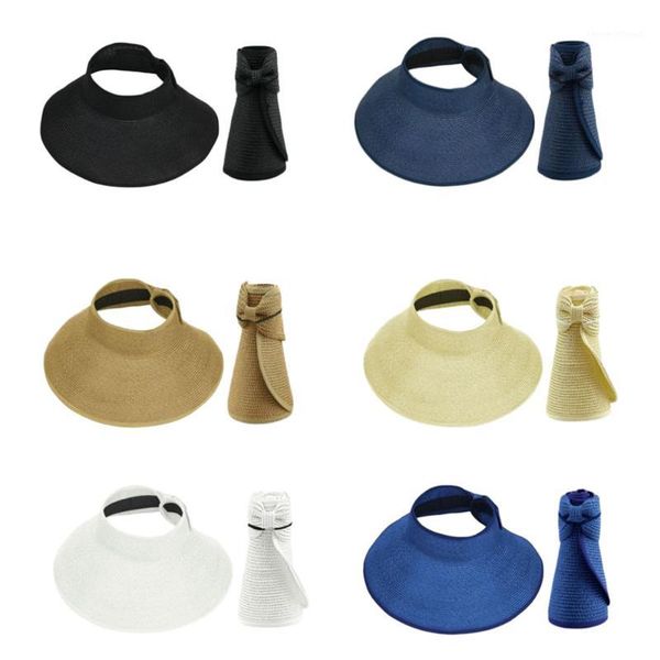 wide brim hats wholesale- 2021 lady women summer sun beach folding roll up straw visor hat cap elegant girls vacation tour drop1, Blue;gray
wide brim hats wholesale- 2021 lady women summer sun beach folding roll up straw visor hat cap elegant girls vacation tour drop1, Blue;gray