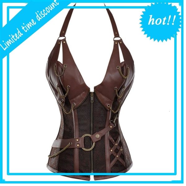 halter new s-6xl plus size bustiers lace-up zipper front korset steam punk gorset overbust corset with chain, Black;white
halter new s-6xl plus size bustiers lace-up zipper front korset steam punk gorset overbust corset with chain, Black;white