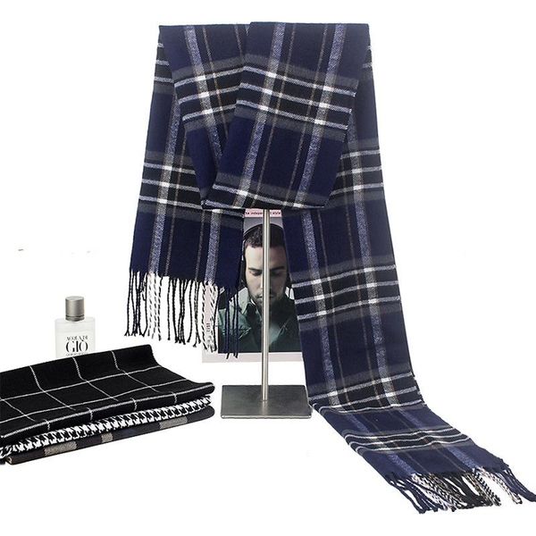 new autumn and winter cashmere imitation student business casual flannel thick british plaid bib long men's scarf, Blue;gray
new autumn and winter cashmere imitation student business casual flannel thick british plaid bib long men's scarf, Blue;gray