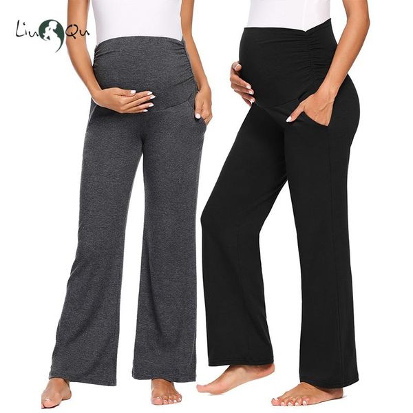 women maternity pants stretch comfy lounge pants wide/straight versatile pregnancy trousers mama lounge women with pockets, White 
women maternity pants stretch comfy lounge pants wide/straight versatile pregnancy trousers mama lounge women with pockets, White