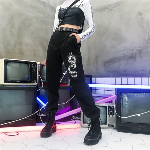 fashion dragon embroidery causal trousers high waist harem pants y200418, Black;white
fashion dragon embroidery causal trousers high waist harem pants y200418, Black;white