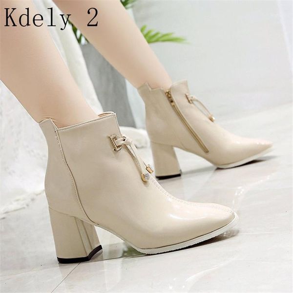 women boots comfy square high heel ankle boots fashion pointed toe zipper autumn winter ladies shoes plus size 35-401, Black
women boots comfy square high heel ankle boots fashion pointed toe zipper autumn winter ladies shoes plus size 35-401, Black