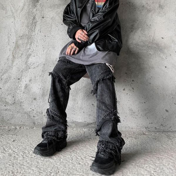 men's jeans hip hop men clothing 2021 streetwear black goth tassel edge jeens for man punk denim pants casual trousers w1679, Blue
men's jeans hip hop men clothing 2021 streetwear black goth tassel edge jeens for man punk denim pants casual trousers w1679, Blue