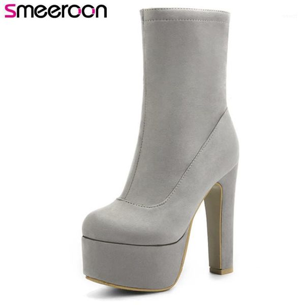 boots smeeroon autumn winter women flock zip platform shoes super high heels ankle quality wedding shoes1, Black
boots smeeroon autumn winter women flock zip platform shoes super high heels ankle quality wedding shoes1, Black