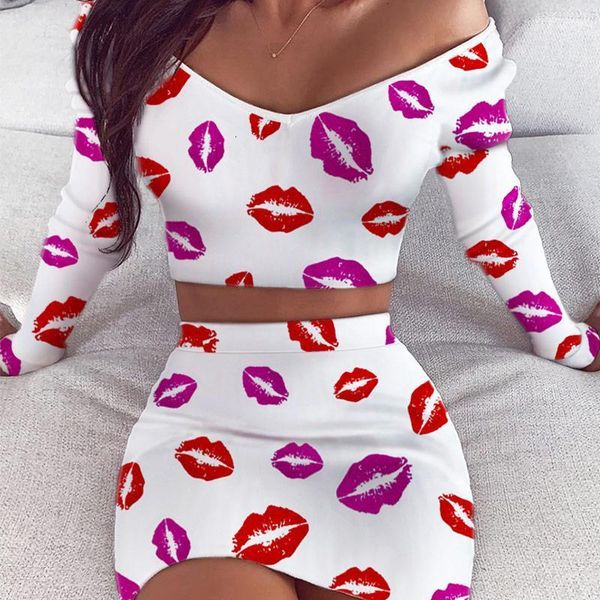 губы напечатаны два куска женские набор с длинным рукавом обрезанные вершины и юбки 2-х частей наборы женщин 2020 весна лето вскользь дамски, Gray 
губы напечатаны два куска женские набор с длинным рукавом обрезанные вершины и юбки 2-х частей наборы женщин 2020 весна лето вскользь дамски, Gray