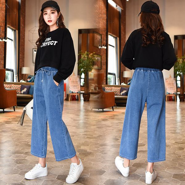 2021 new high-waist casual denim vintage streetwear leg broad female jeans nine minutes in pants 2fmu, Blue
2021 new high-waist casual denim vintage streetwear leg broad female jeans nine minutes in pants 2fmu, Blue