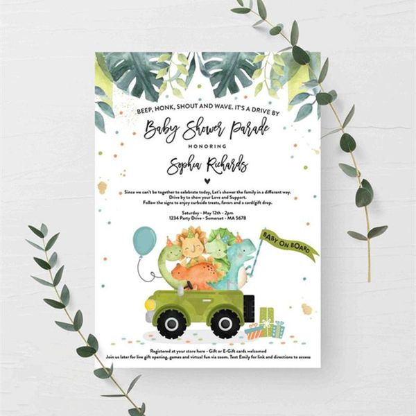 drive by baby shower invitation card dinosaur drive through baby shower card invite social distancing
drive by baby shower invitation card dinosaur drive through baby shower card invite social distancing