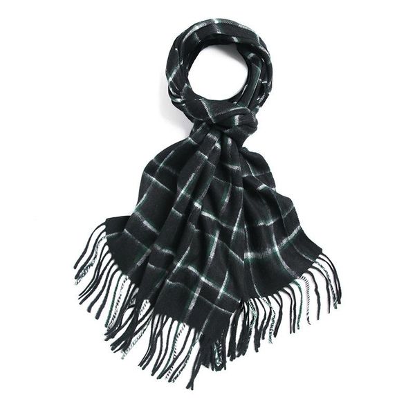 scarves 100% merino cashmere scarf women 2021 woolen yarn-dyed plaid men autumn winter shawl thick, Blue;gray
