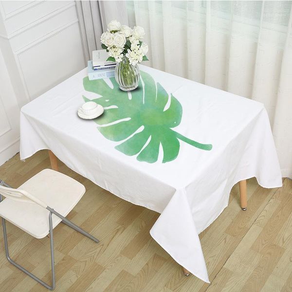 decorative table cloth rectangular party banquet outdoor tablecloth home decor table cover ins green leaves pattern mz00401